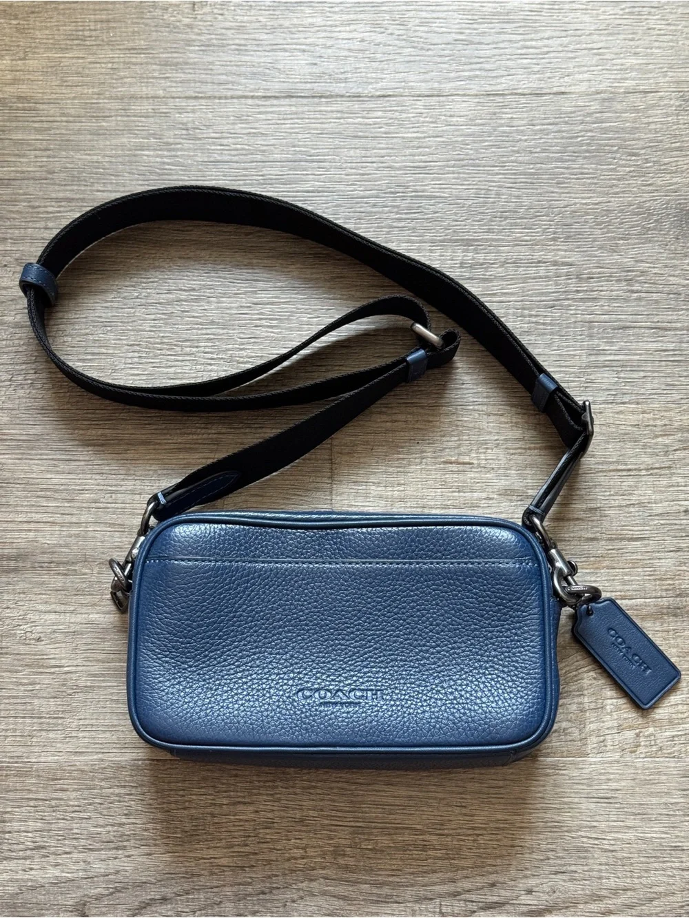 Coach Navy Pebbled Leather Crossbody Bag
